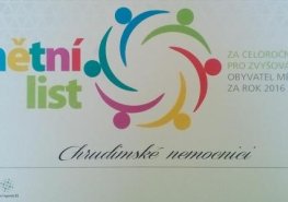 Chrudimská nemocnice získala ocenění od Města Chrudim